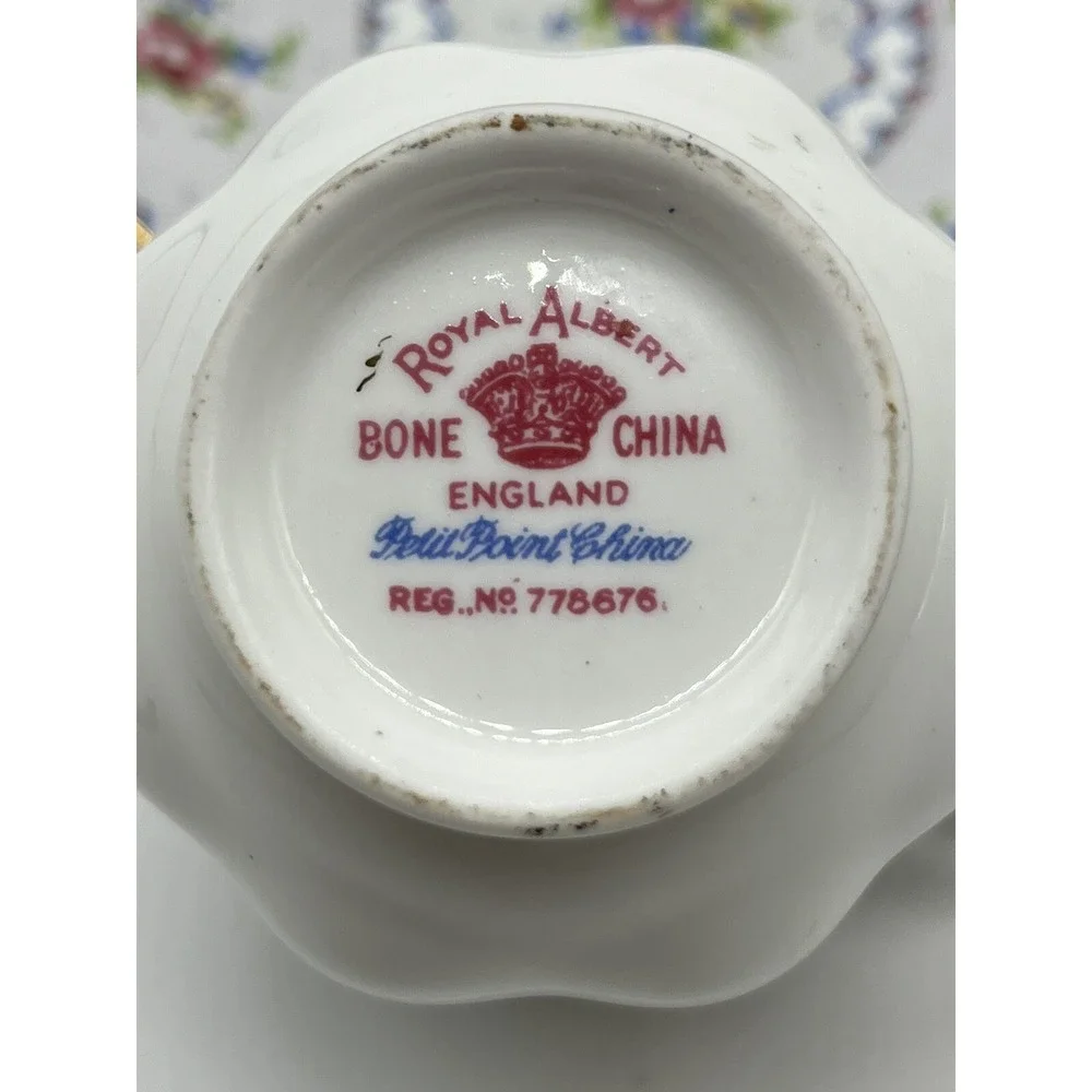 Vintage Royal Albert Petit Point China Small Demitasse Tea Cup & Saucer